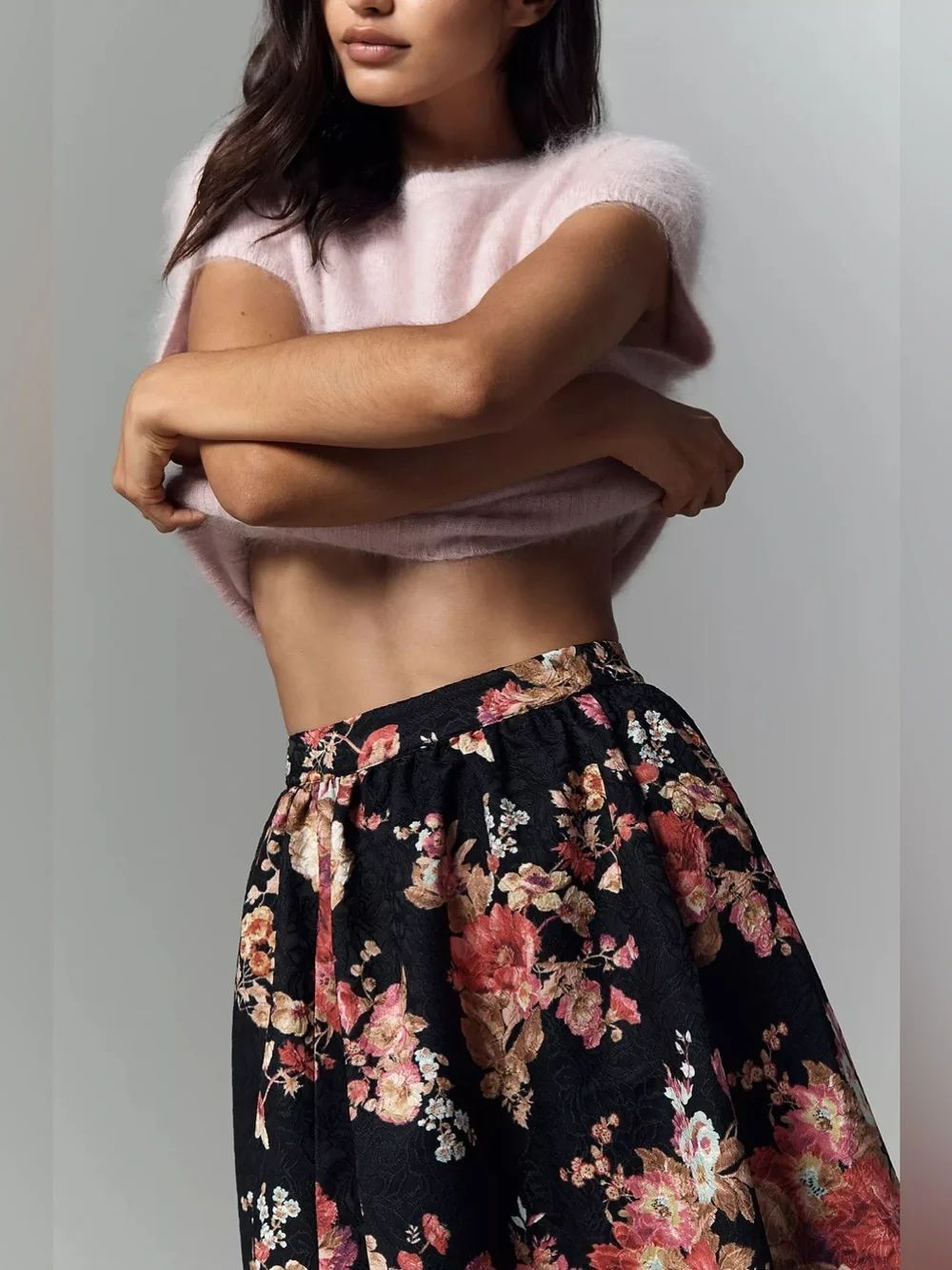 The Jacie Floral Jacquard Midi Skirt by Maeve Size XL